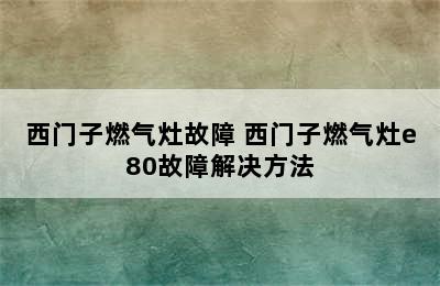 西门子燃气灶故障 西门子燃气灶e80故障解决方法